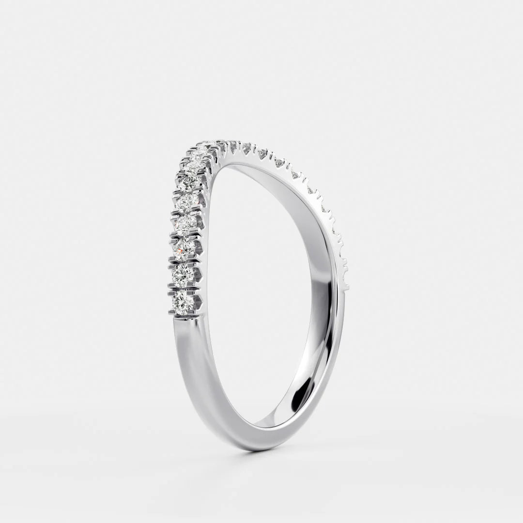 Round Lab Grown Diamond Eternity Curved Pave Wedding Band