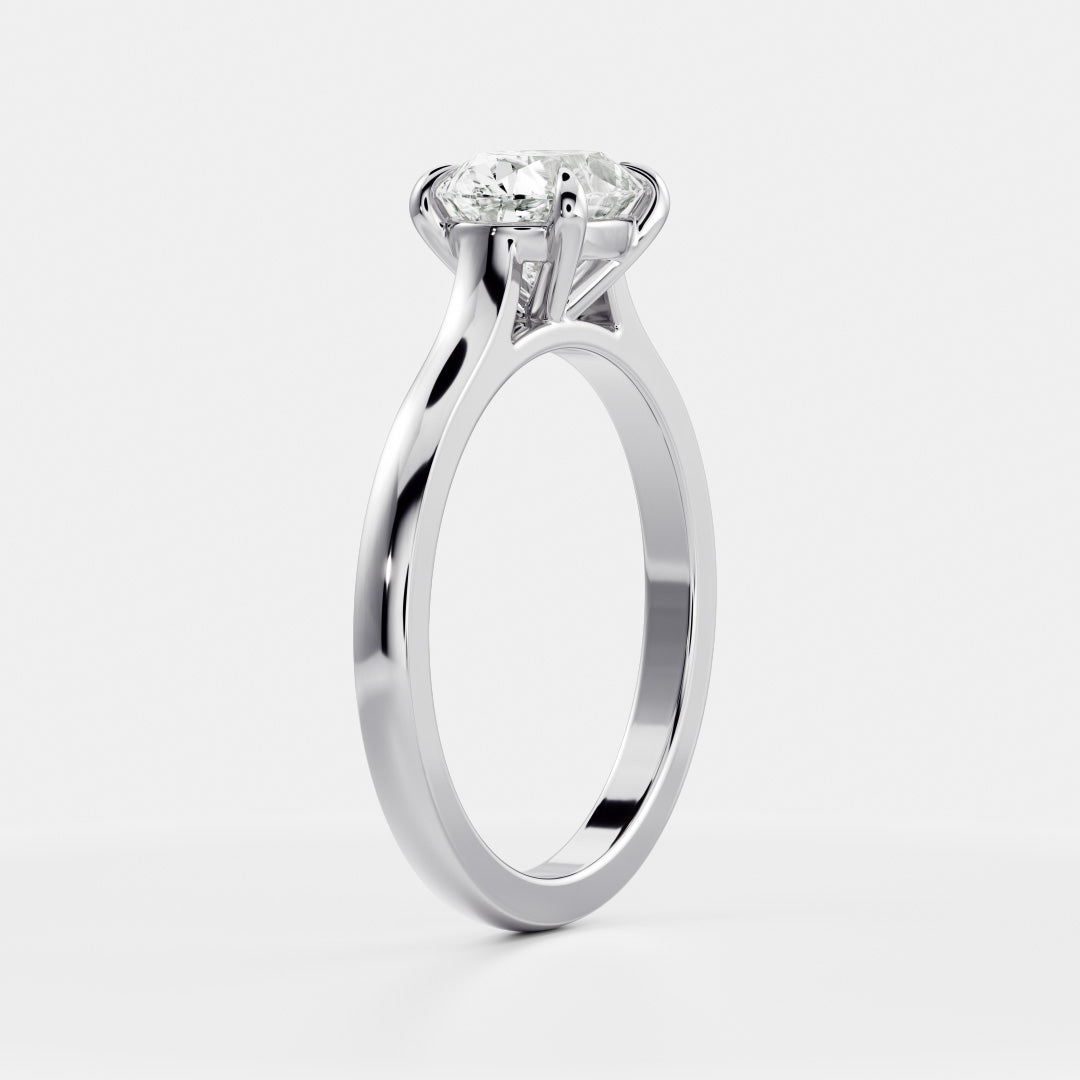 1.0CT East West Oval Lab Grown Diamond Cathedral Engagement Ring