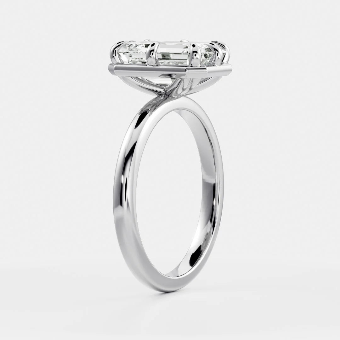 2.50CT Emerald Cut Lab Grown Diamond Bezel Solitaire Engagement Ring