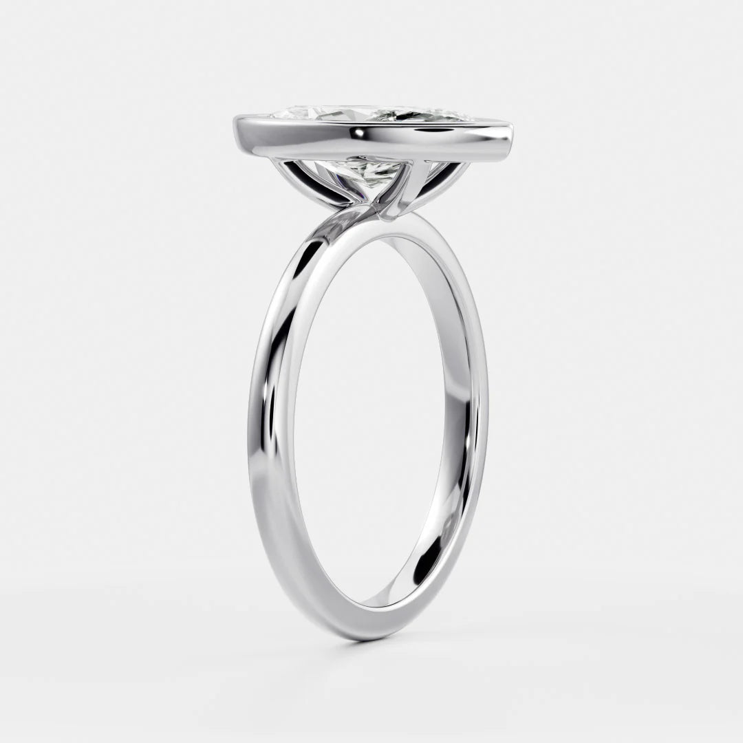 1.0CT Bezel Set Marquise Cut Lab Grown Diamond Solitaire Engagement Ring