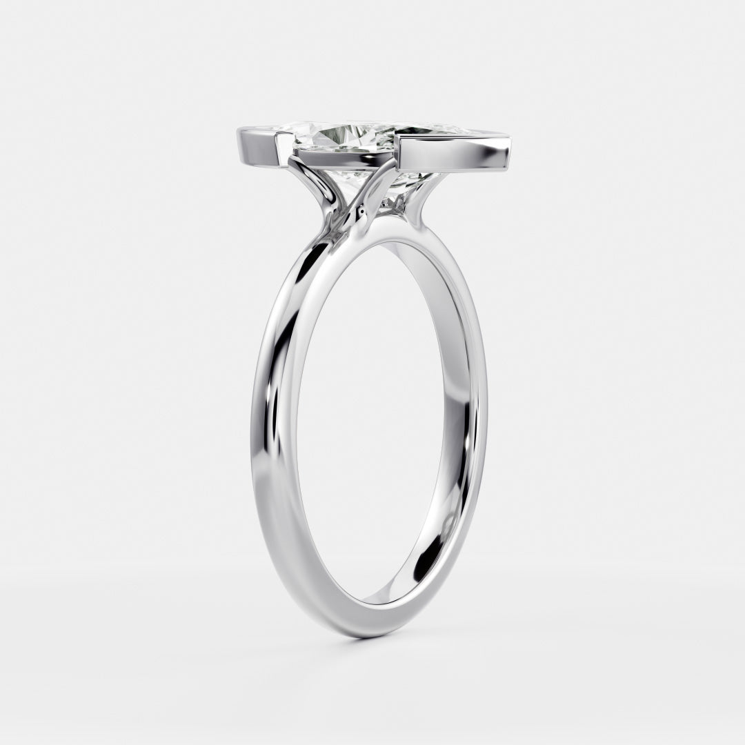 2.0CT Marquise Lab Grown Diamond Half Bezel Engagement Ring