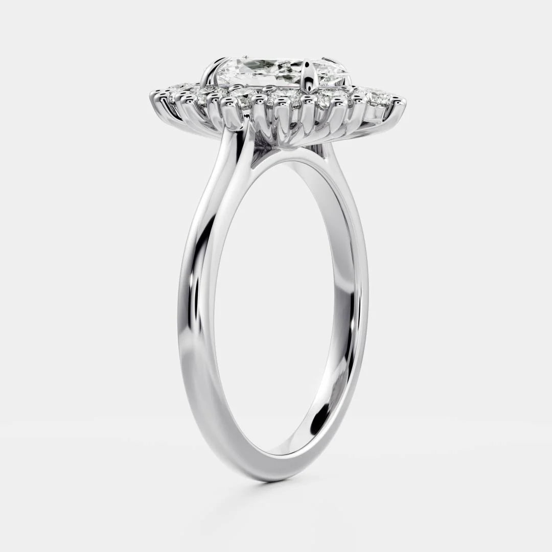 1.0CT Marquise Lab Grown Diamond Halo Cluster Engagement Ring