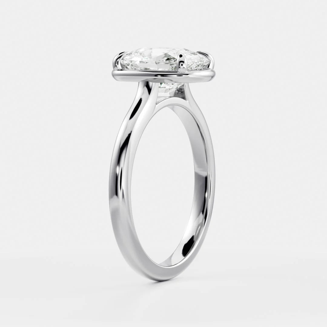 1.50CT Bezel Set Elongated Cushion Cut Lab Grown Diamond Solitaire Engagement Ring