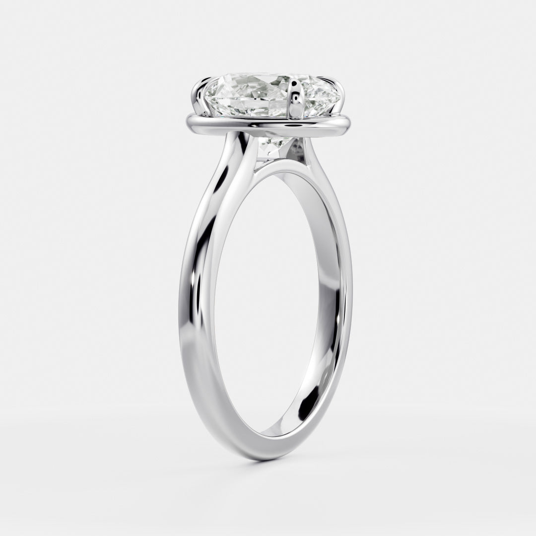 2.50CT Bezel Set Oval Cut Lab Grown Diamond Solitaire Engagement Ring