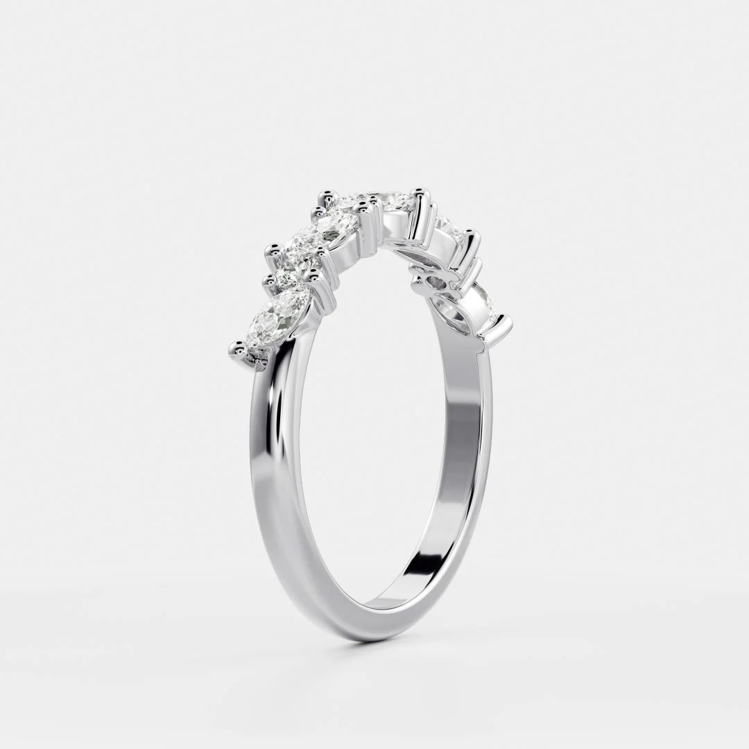 Marquise and Round Lab Grown Diamond Cluster Wedding Band