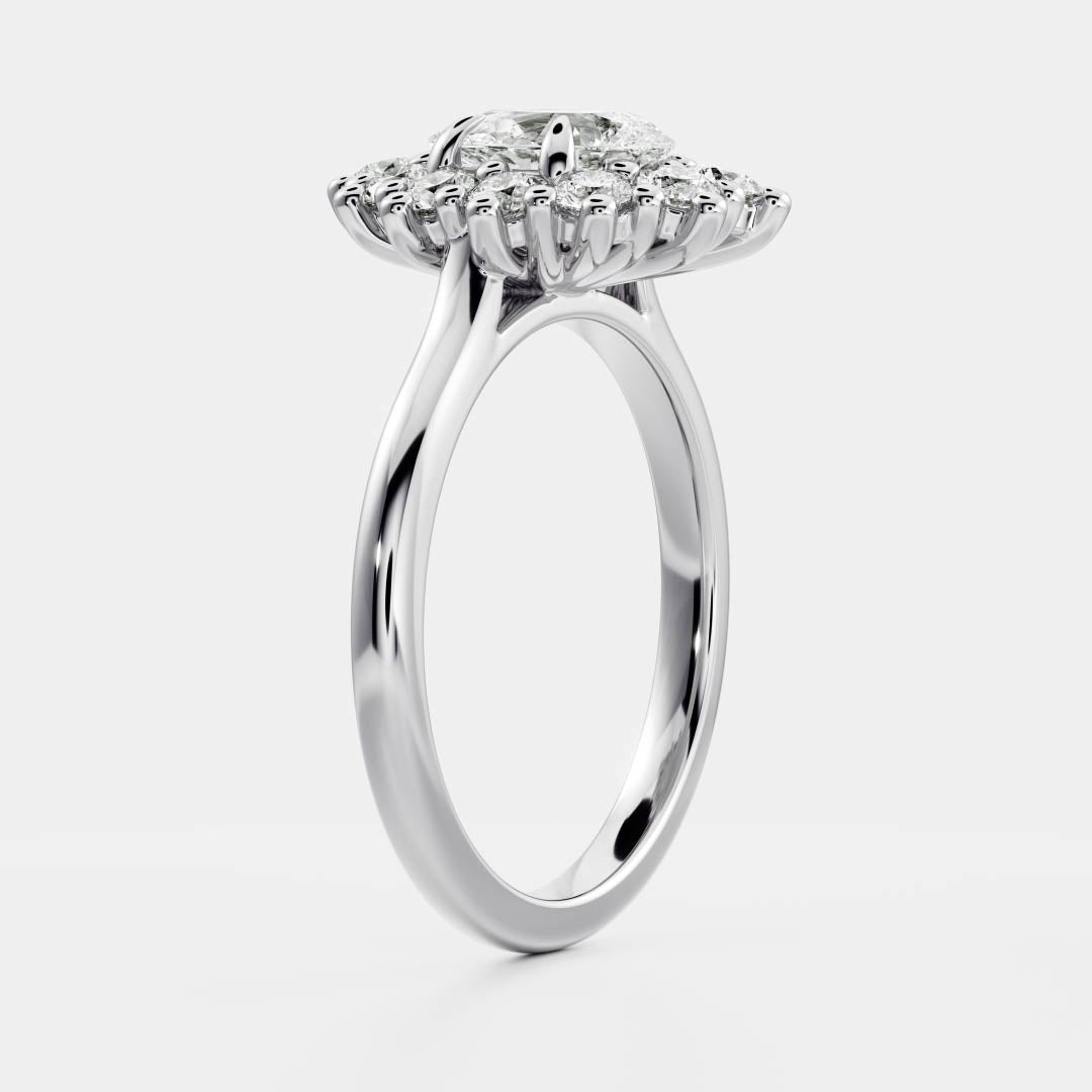1.0CT Pear Lab Grown Diamond Halo Cluster Engagement Ring