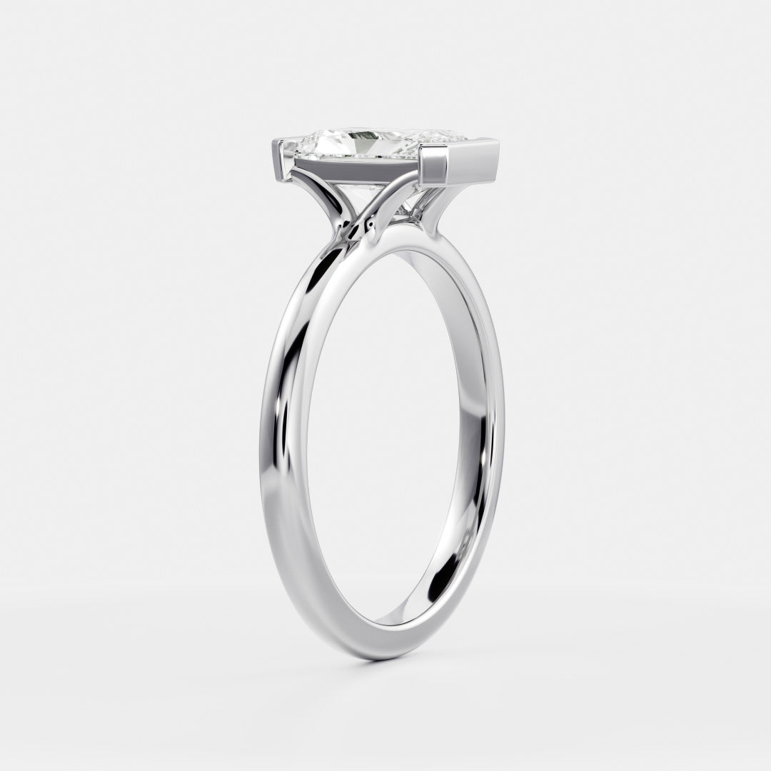 2.0CT Radiant Lab Grown Diamond Half Bezel Engagement Ring