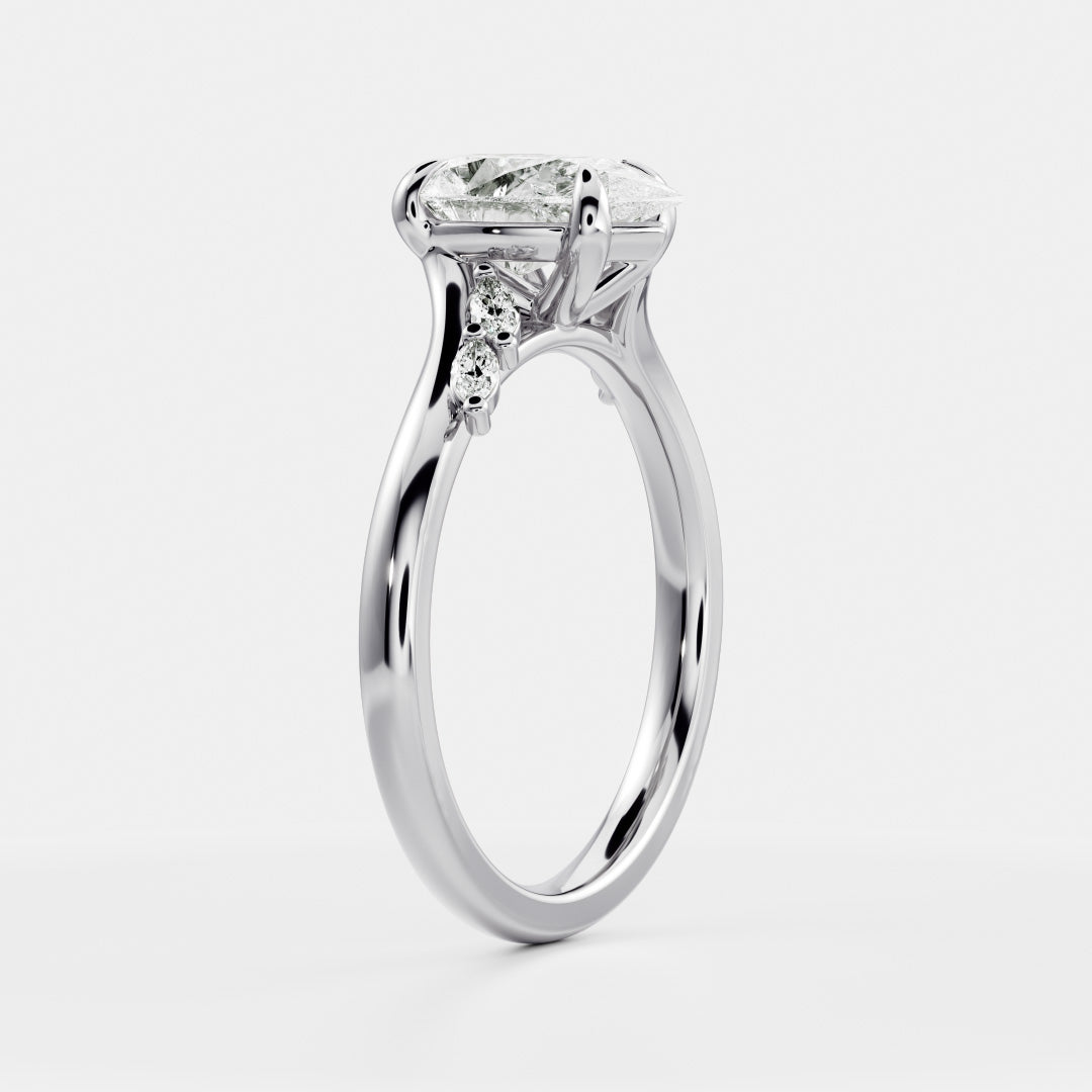 2.0CT Pear Lab Grown Diamond With Marquise Accents Twisted Band Engagement Ring