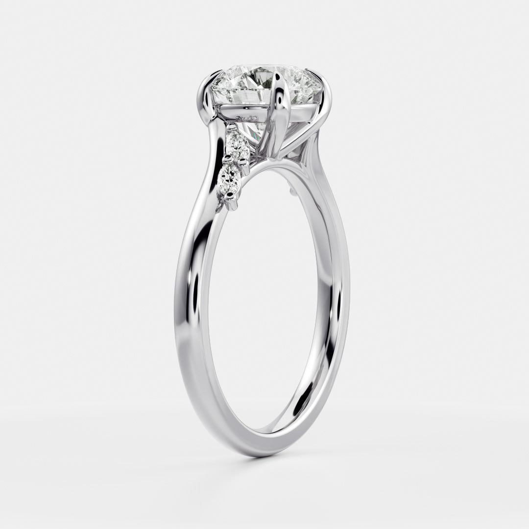 2.0CT Round Lab Grown Diamond With Marquise Accents Twisted Band Engagement Ring