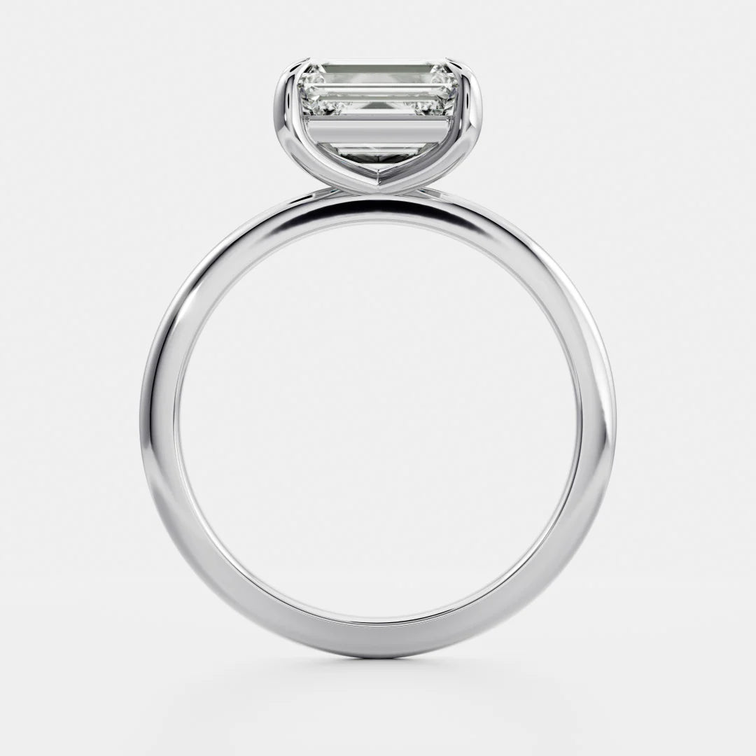 1.0CT East West Emerald Cut Lab Grown Diamond Solitaire Engagement Ring