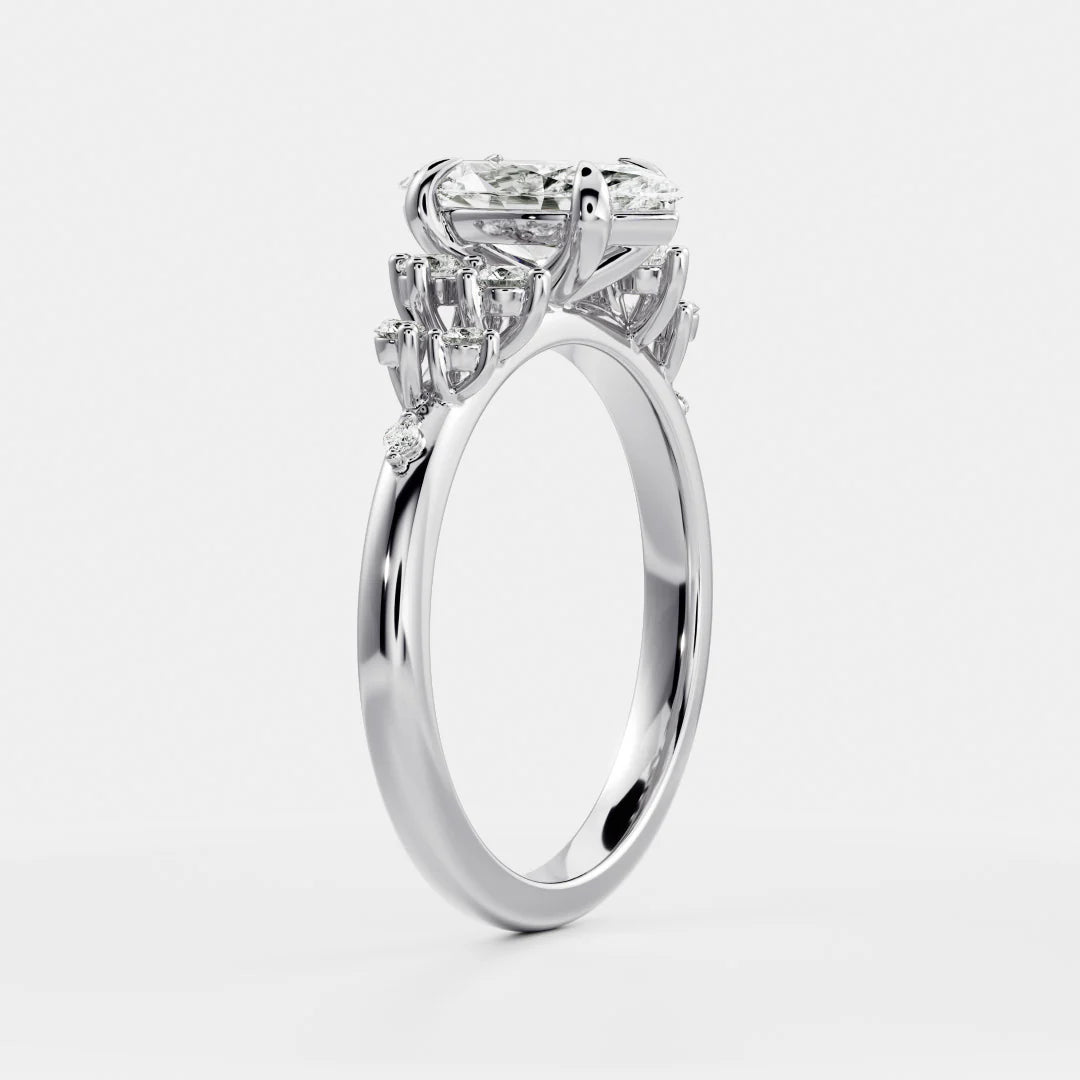 1.0CT Marquise Lab Grown Diamond Cluster Vintage Style Engagement Ring