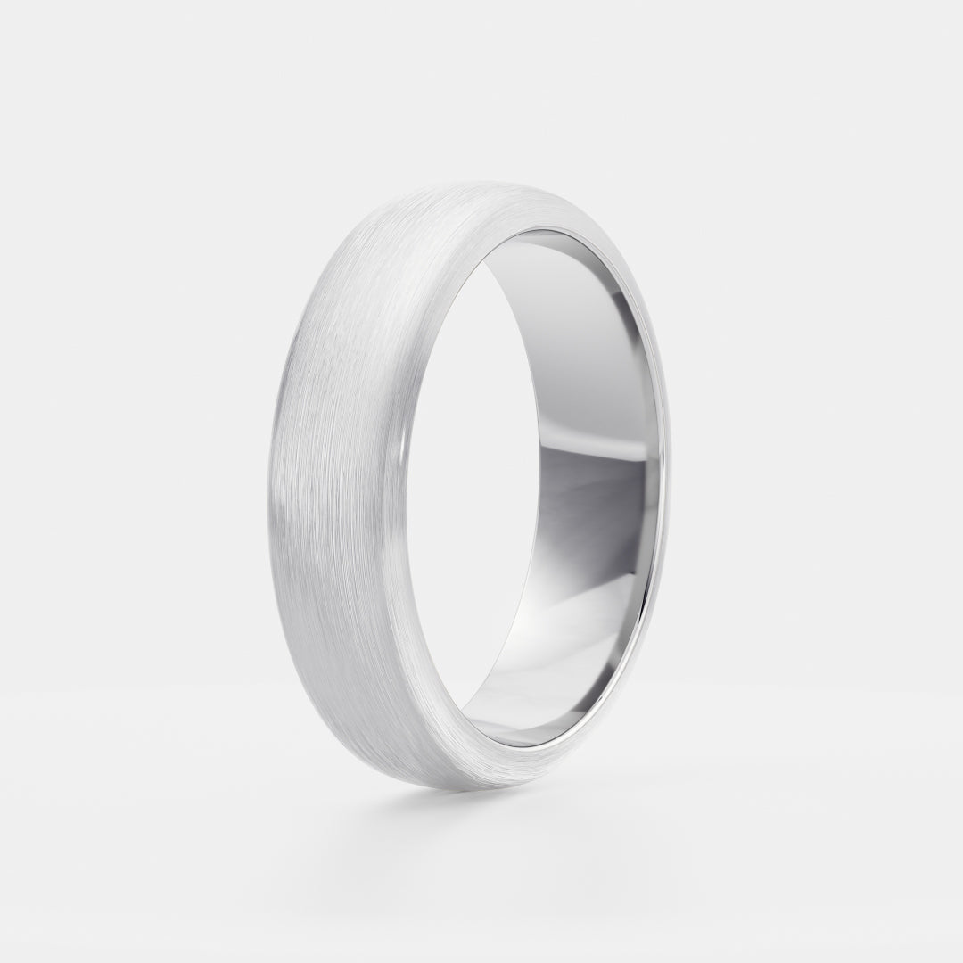 18K Solid Gold Brushed Finish Classic Men's Wedding Band