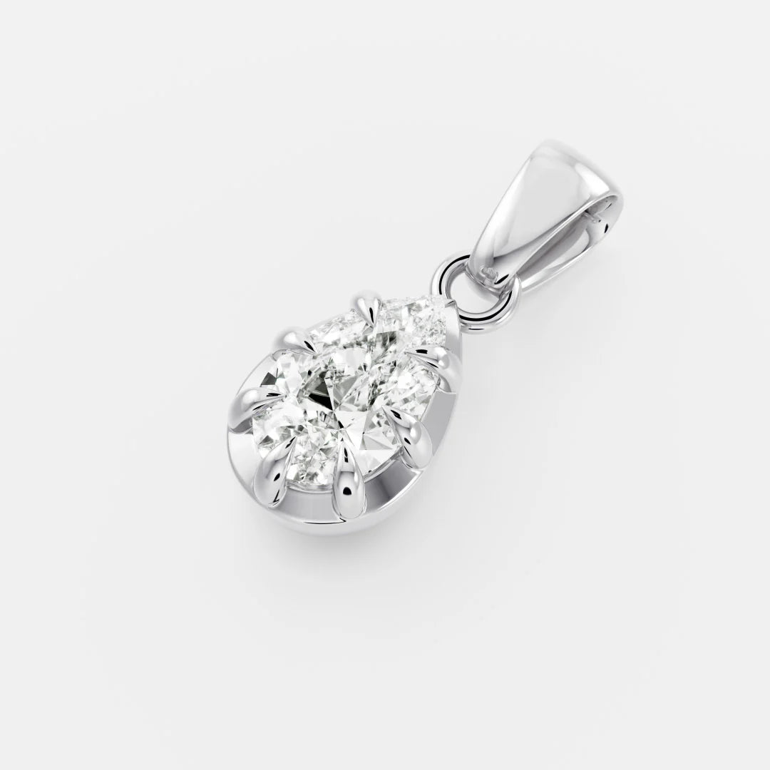 1.0CT Bezel Set Pear Cut Lab Grown Diamond Cut-Down Georgian Style Pendant