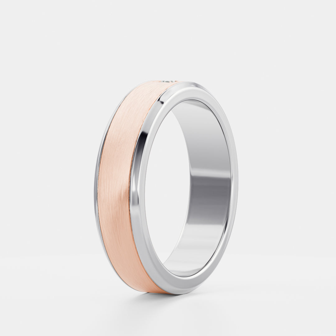 Round Lab Grown Diamond Brushed Finish Men's Wedding Band