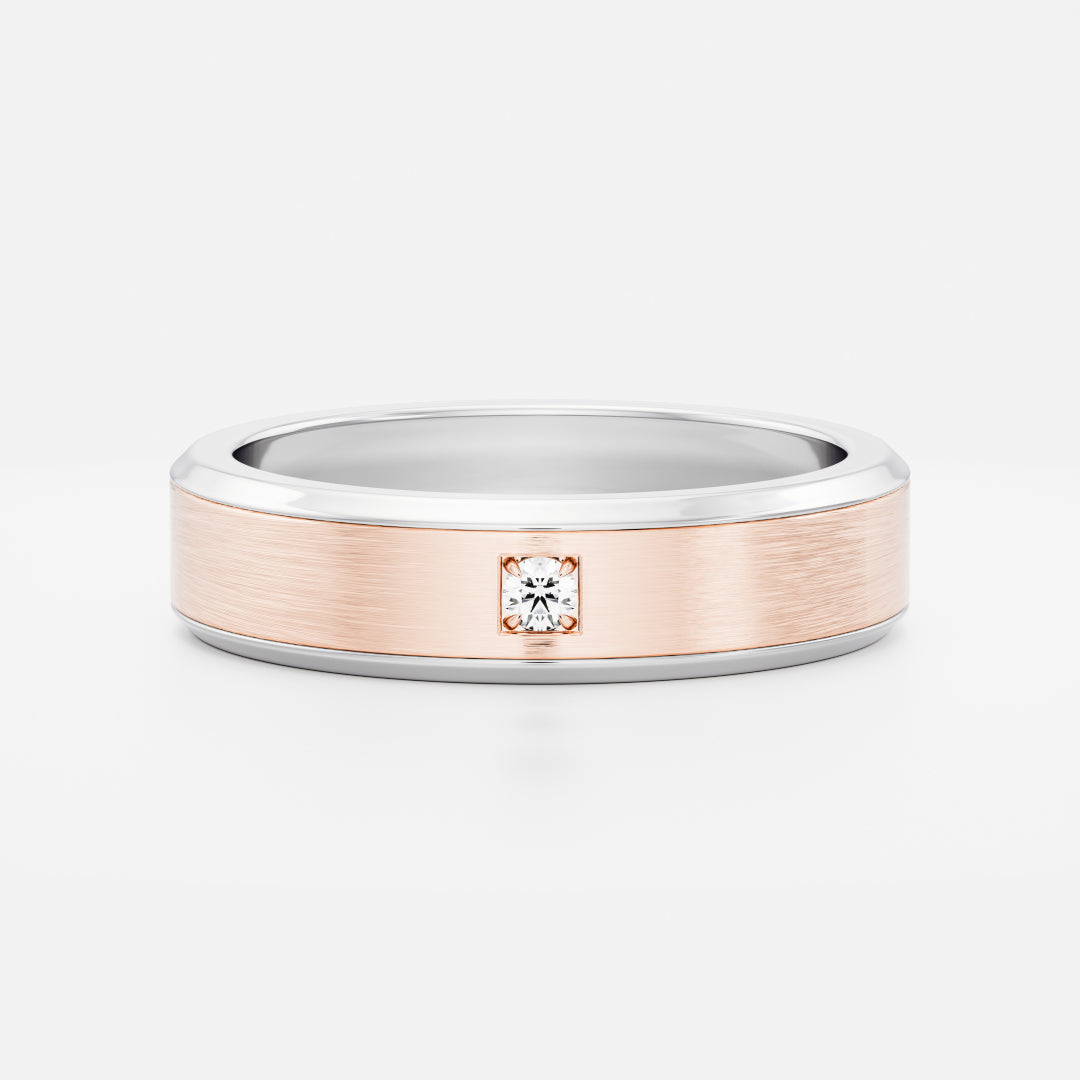 Round Lab Grown Diamond Brushed Finish Men's Wedding Band