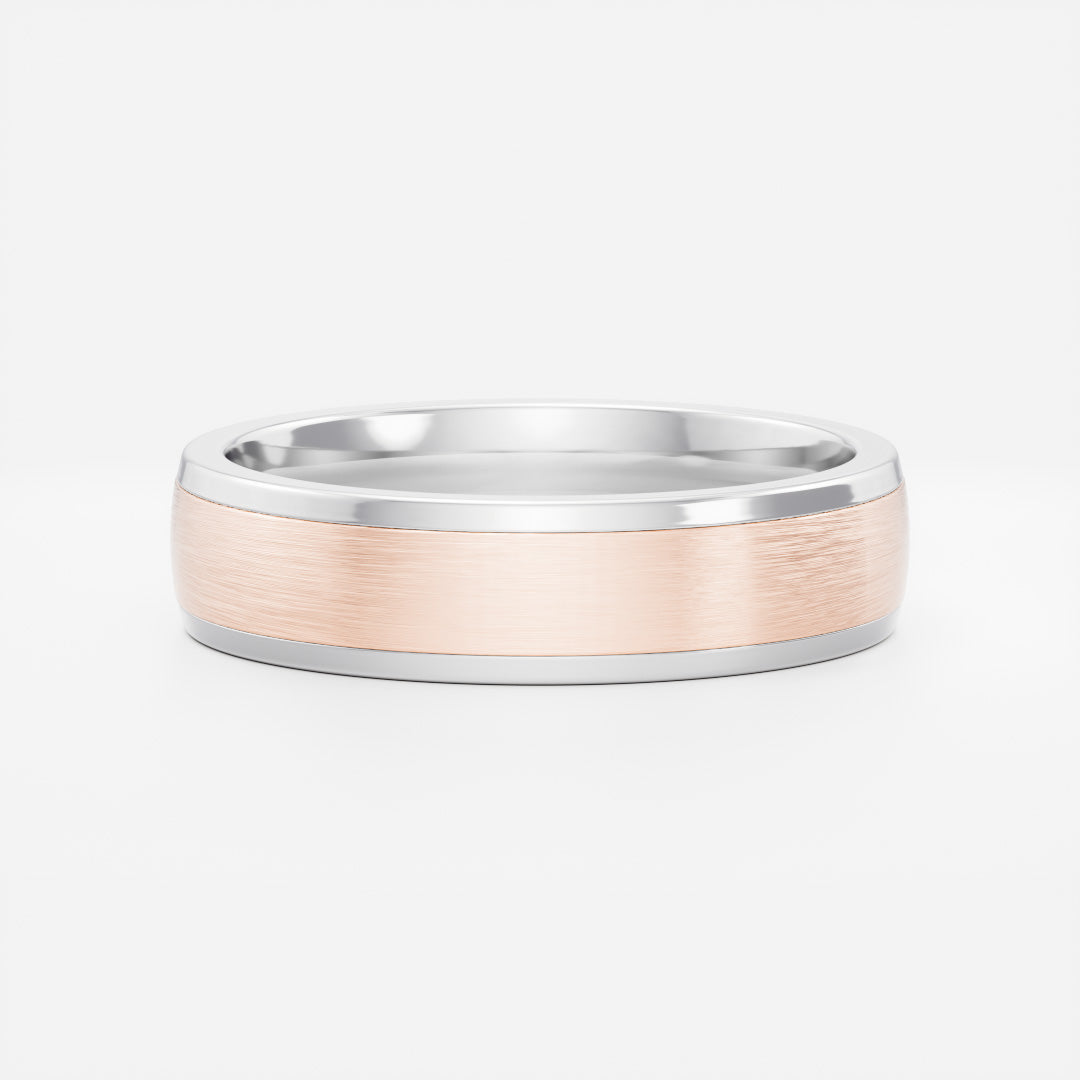 Two Tone Gold Comfort Fit Brushed Finish Men's Wedding Band