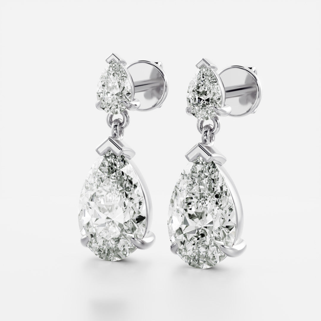 Pear Lab Grown Diamond Double Drop Earrings