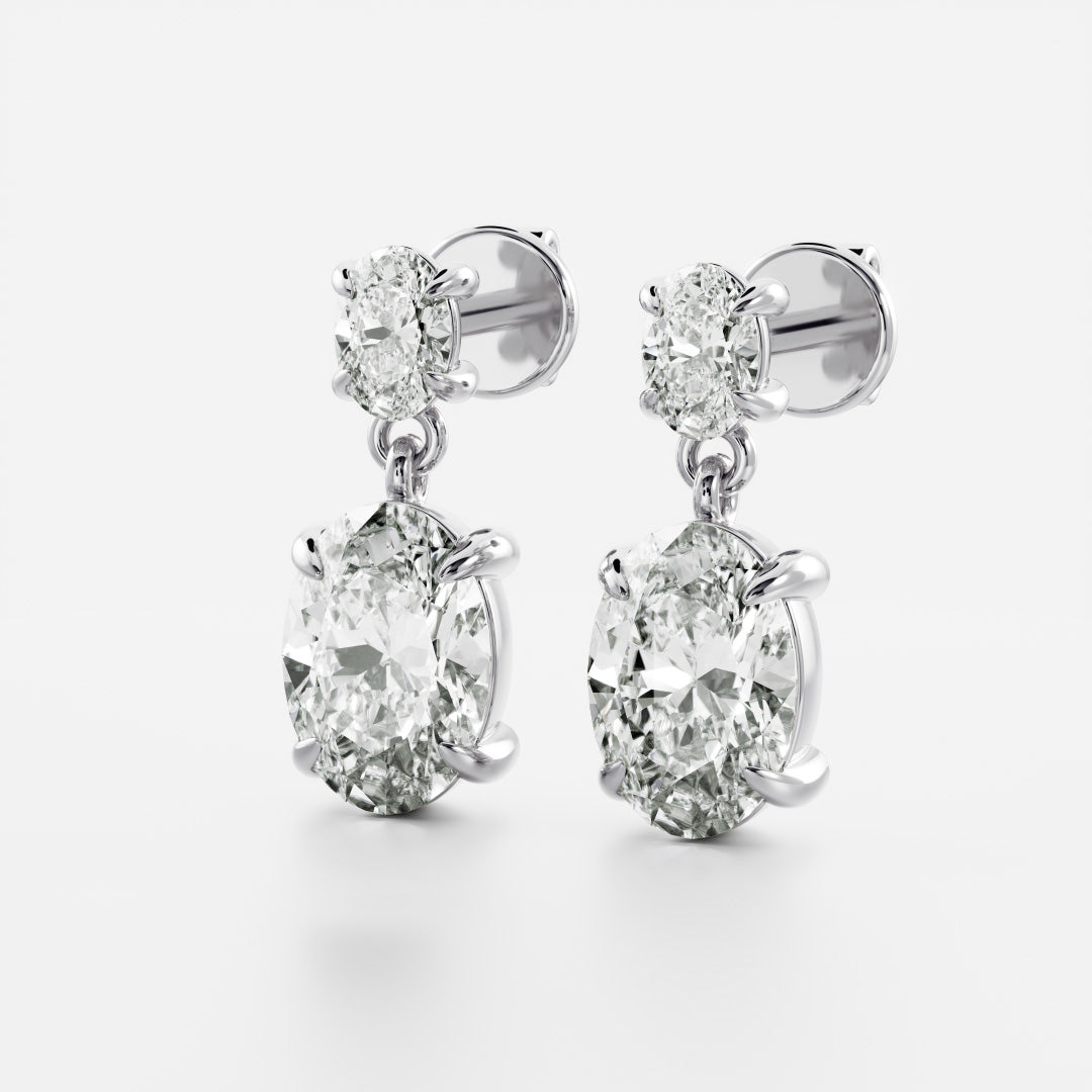 Oval Lab Grown Diamond Double Drop Earrings