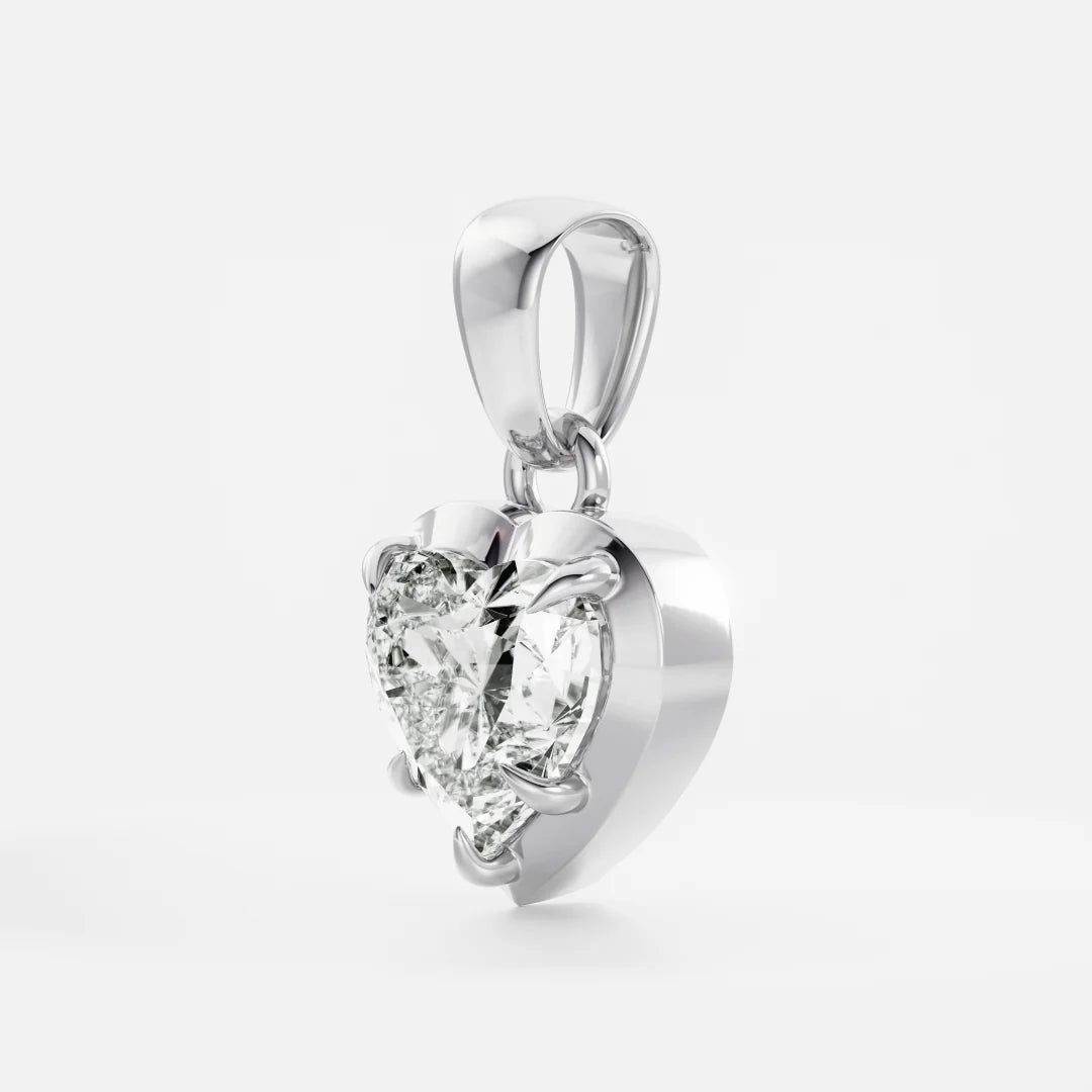 1.0CT Cut-Down Bezel Set Heart Shape Lab Grown Diamond Georgian Style Pendant