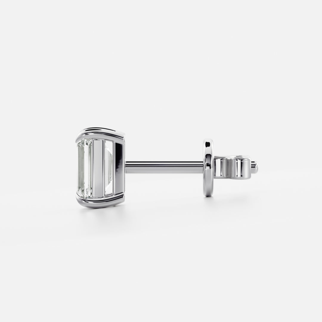 Emerald Cut Lab Grown Diamond Stud Earrings