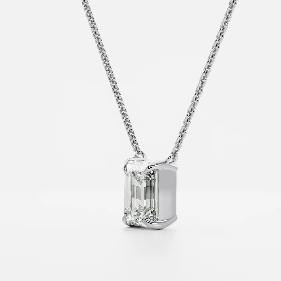 1.0CT Emerald Cut Lab Grown Diamond Pendant Necklace