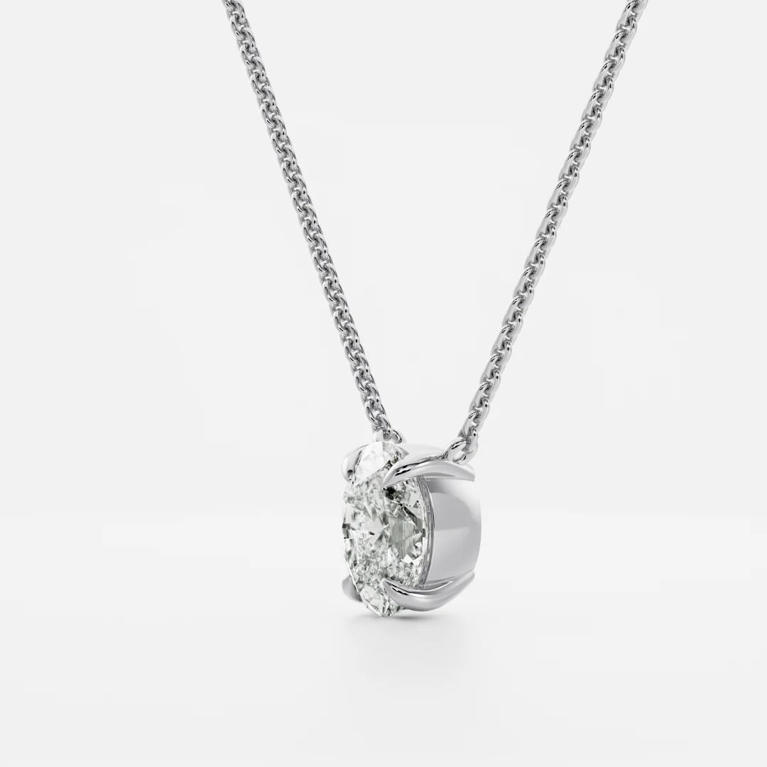 1.0CT Oval Cut Lab Grown Diamond Pendant Necklace