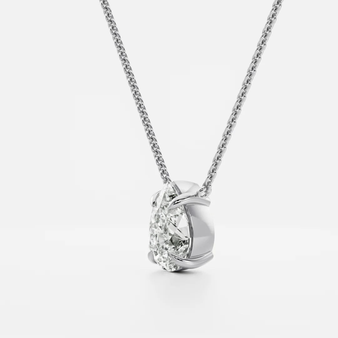1.0CT Pear Cut Lab Grown Diamond Pendant Necklace