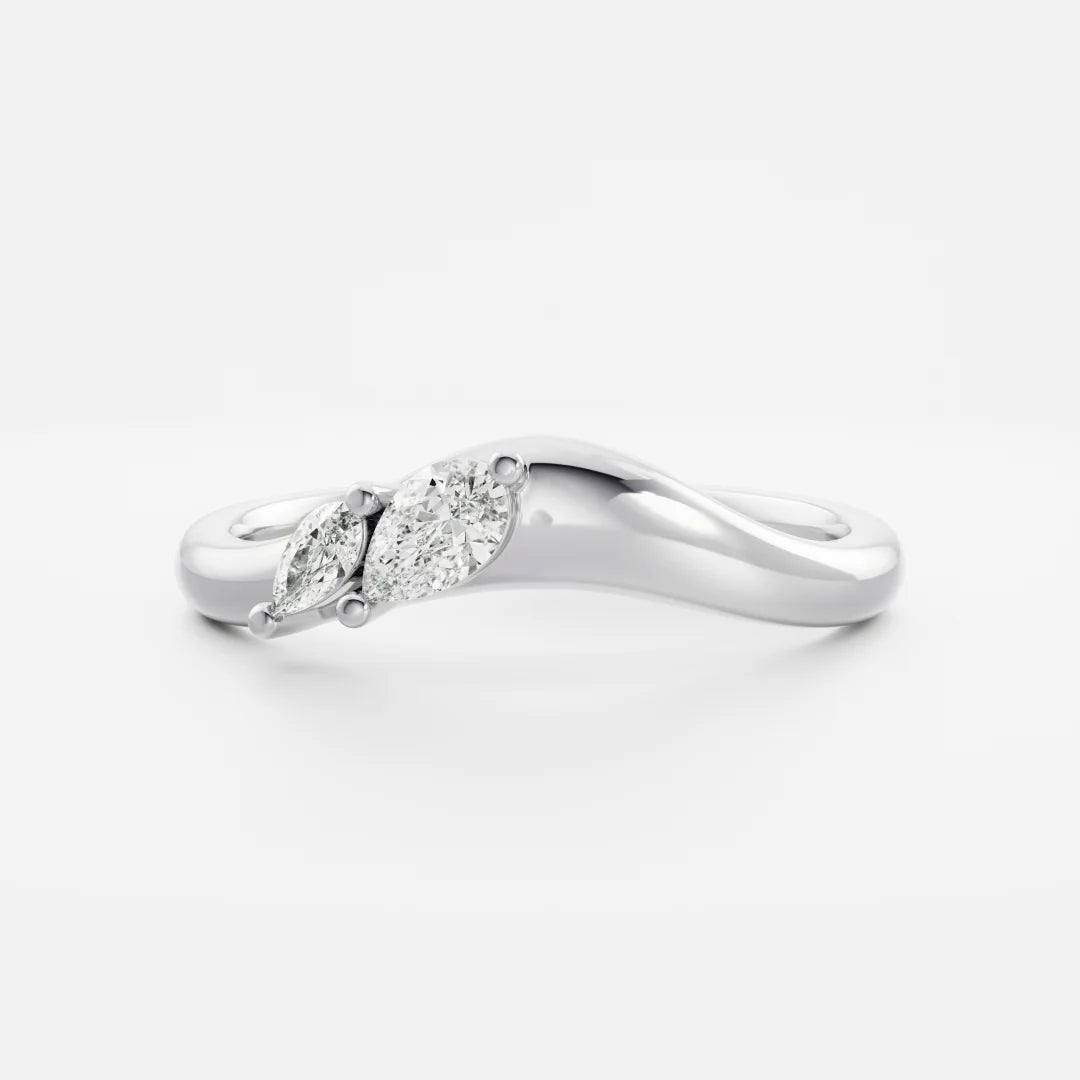 Pear Shape Lab Grown Diamond Curved Wedding Band