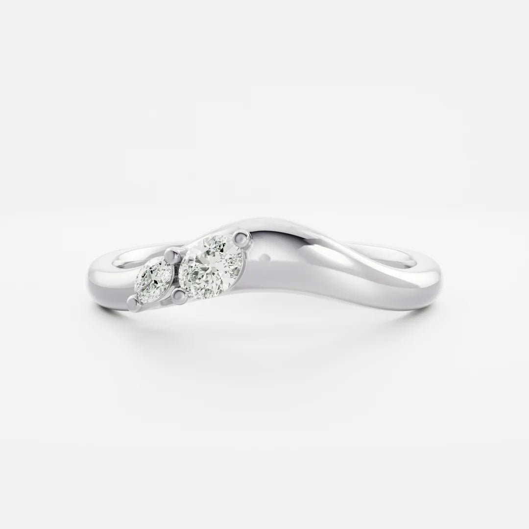 Oval Cut Lab Grown Diamond Curved Wedding Band