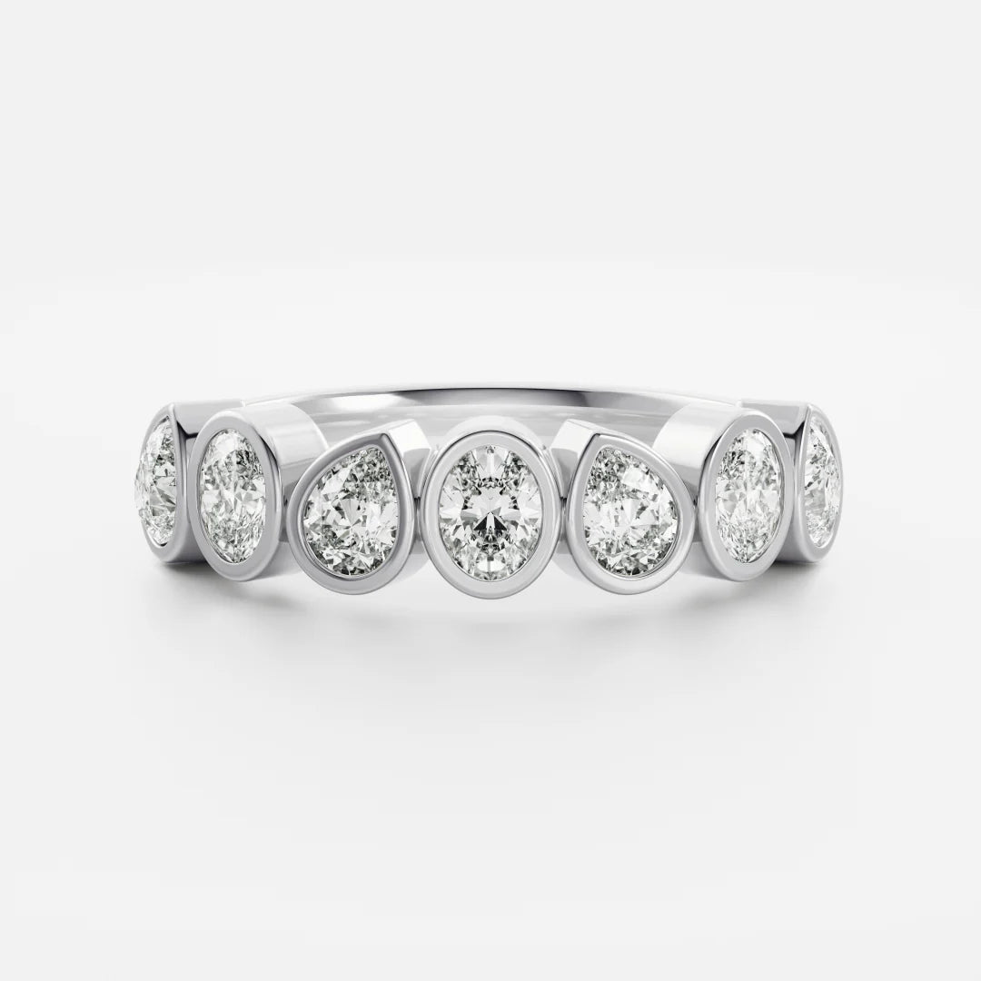 Pear & Oval Cut Lab Grown Diamond Bezel Wedding Band