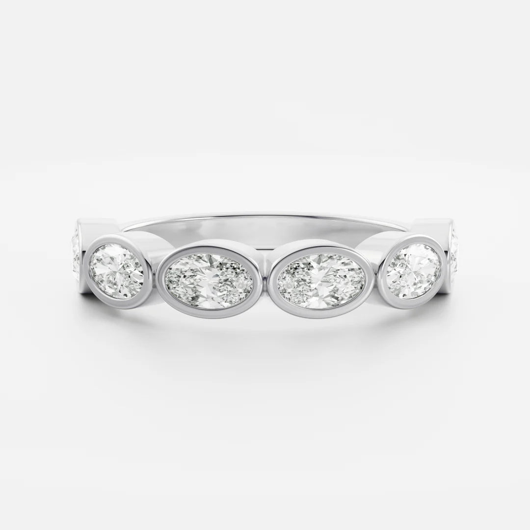 Horizontal Oval Lab Grown Diamond Bezel Wedding Band