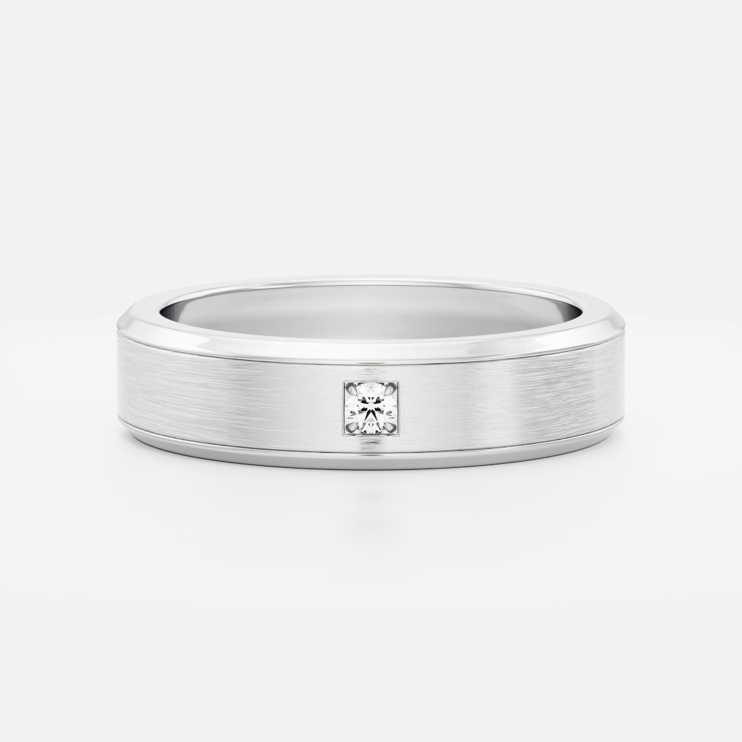Round Lab Grown Diamond Brushed Finish Men's Wedding Band