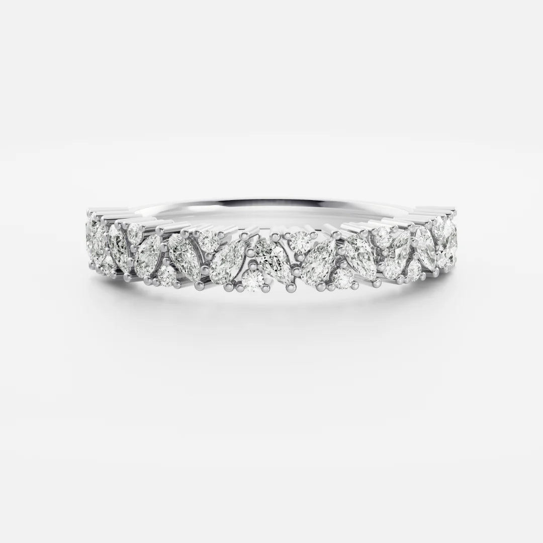 Pear and Round Lab Grown Diamond Scattered Wedding Band