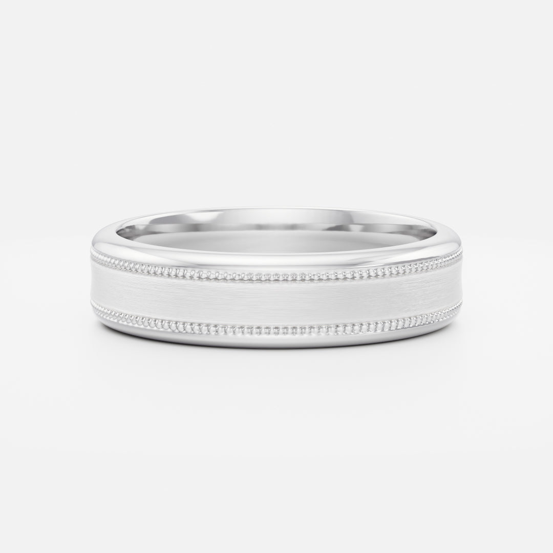 18K Solid Gold Classic Milgrain Men's Wedding Band