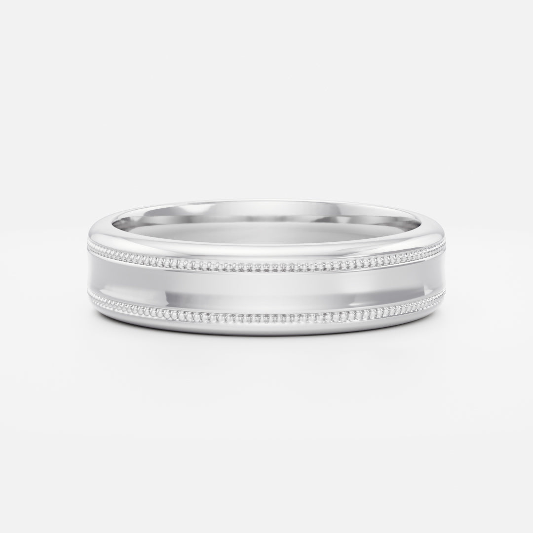 18K Solid Gold Classic Milgrain Men's Wedding Band