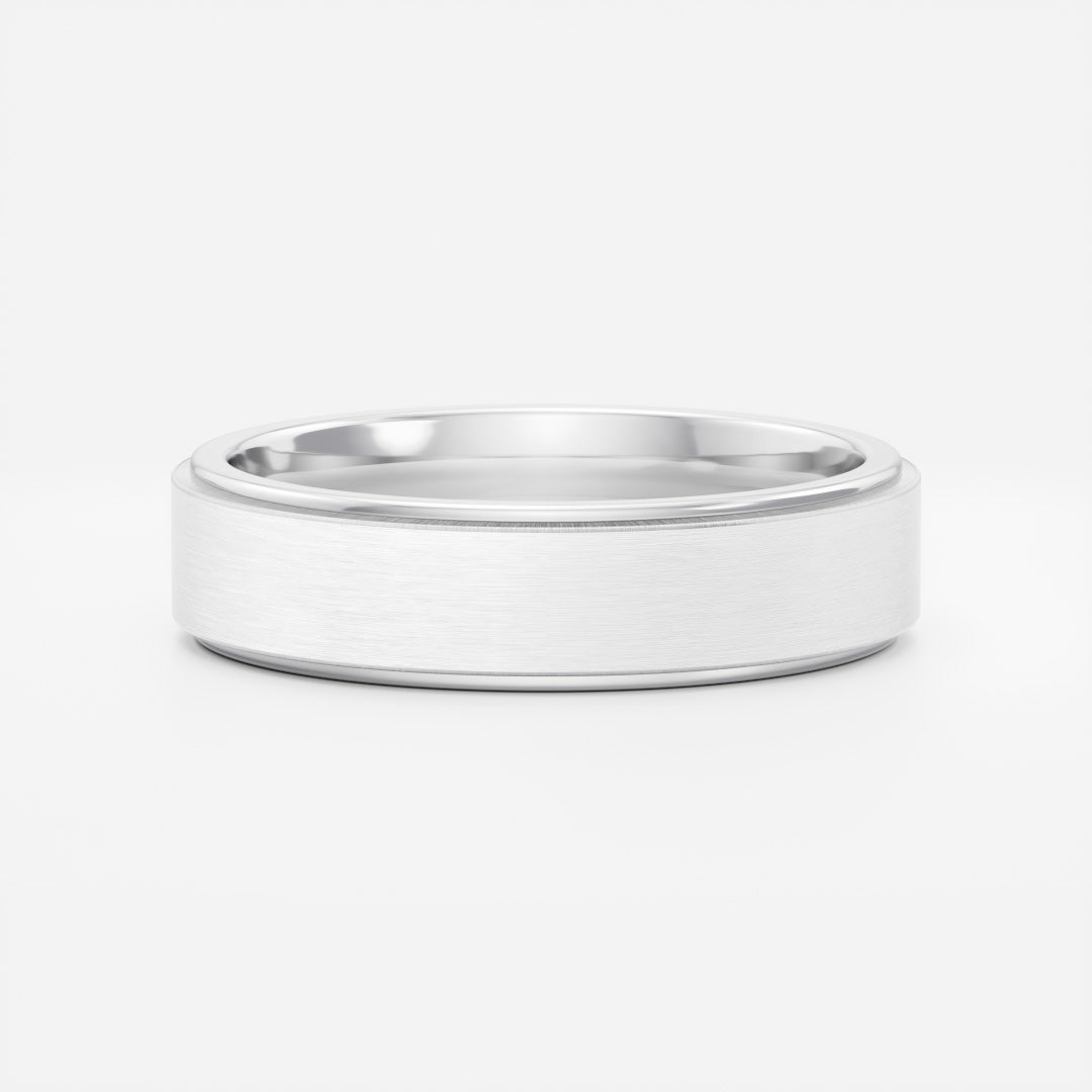 The Leon Ring - Flat Bevelled Edge Brushed Men's Ceremonial Band