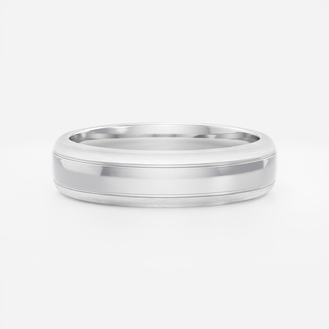 Classic Brushed Finish Double Groove Men's Wedding Band