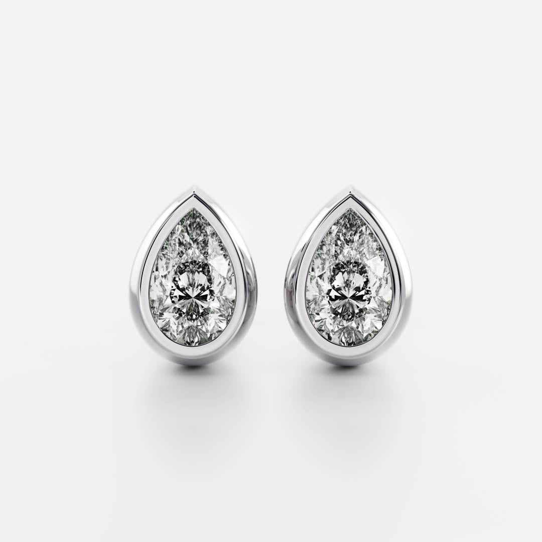 Pear Lab Grown Diamond Bezel Stud Earrings