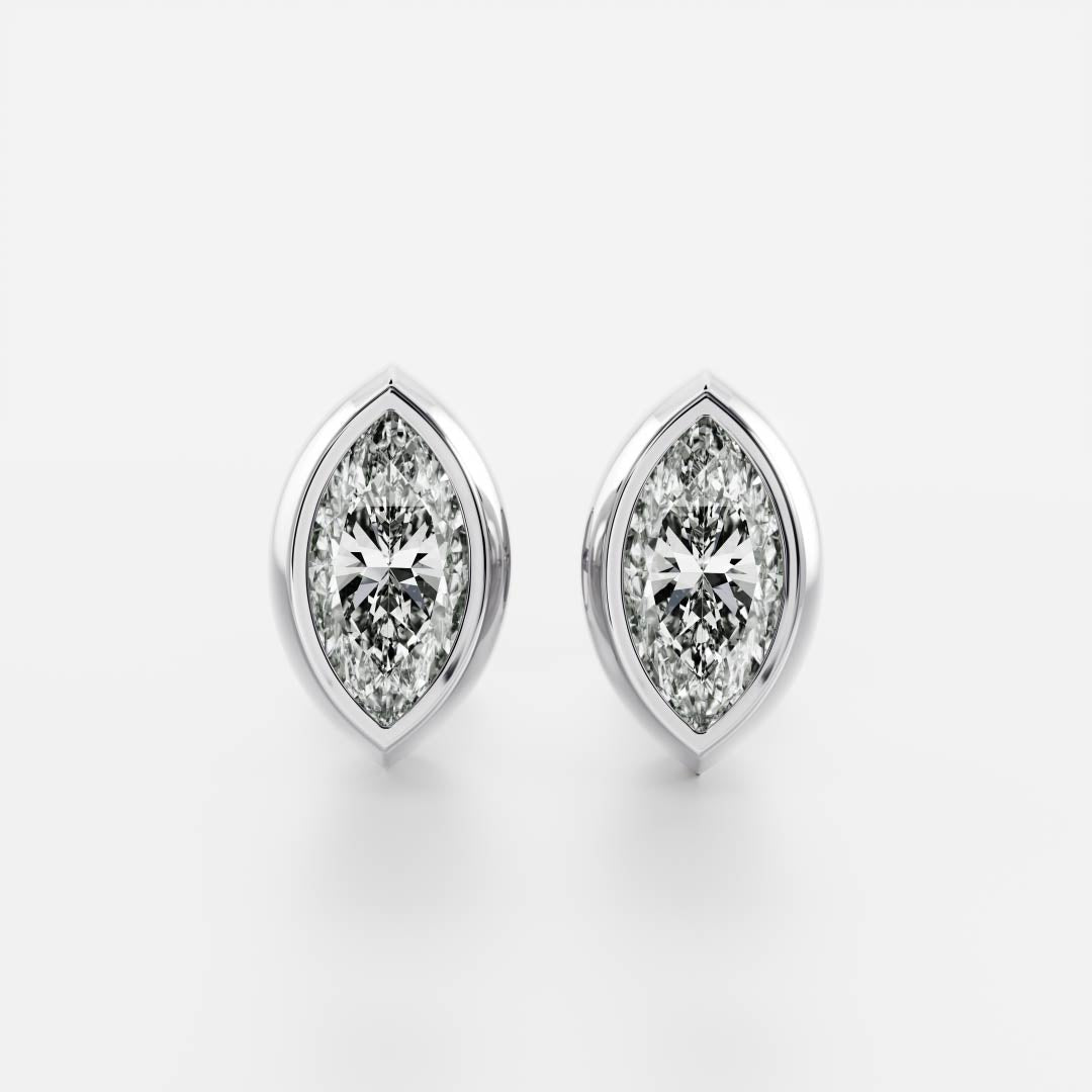 Marquise Lab Grown Diamond Bezel Stud Earrings