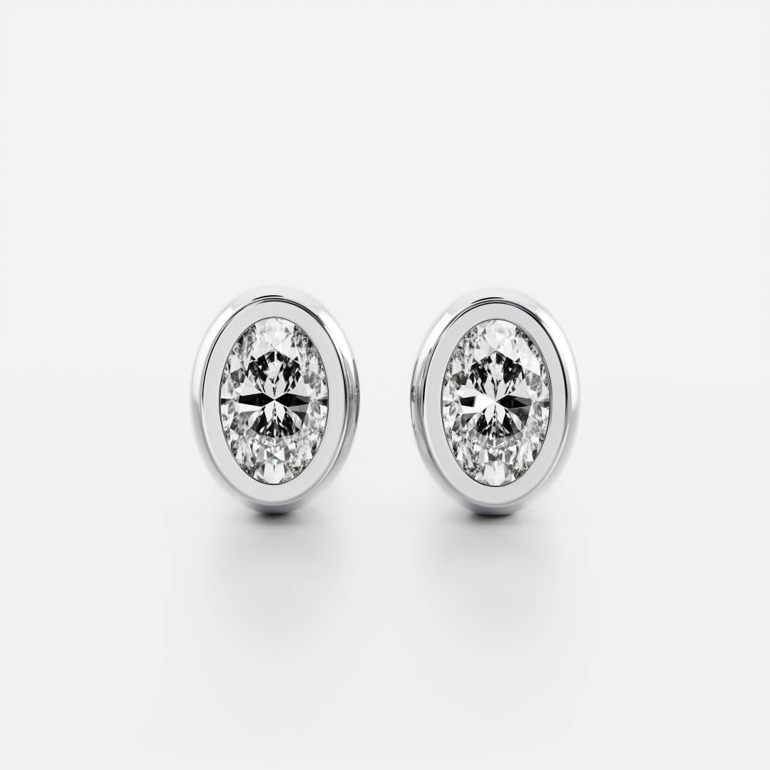 Lab Grown Diamond Stud - Oval Bezel Earrings
