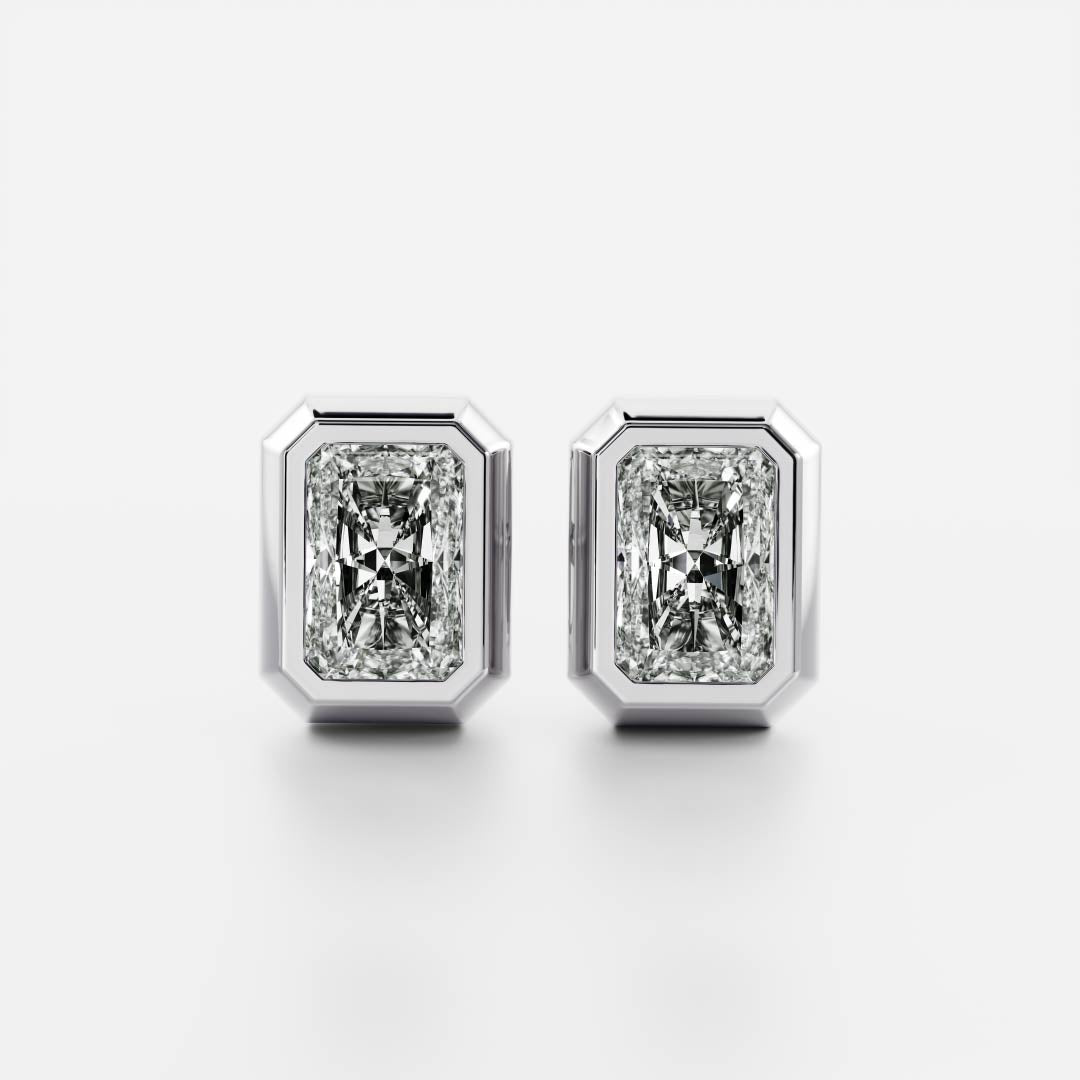 Radiant Lab Grown Diamond Bezel Stud Earrings