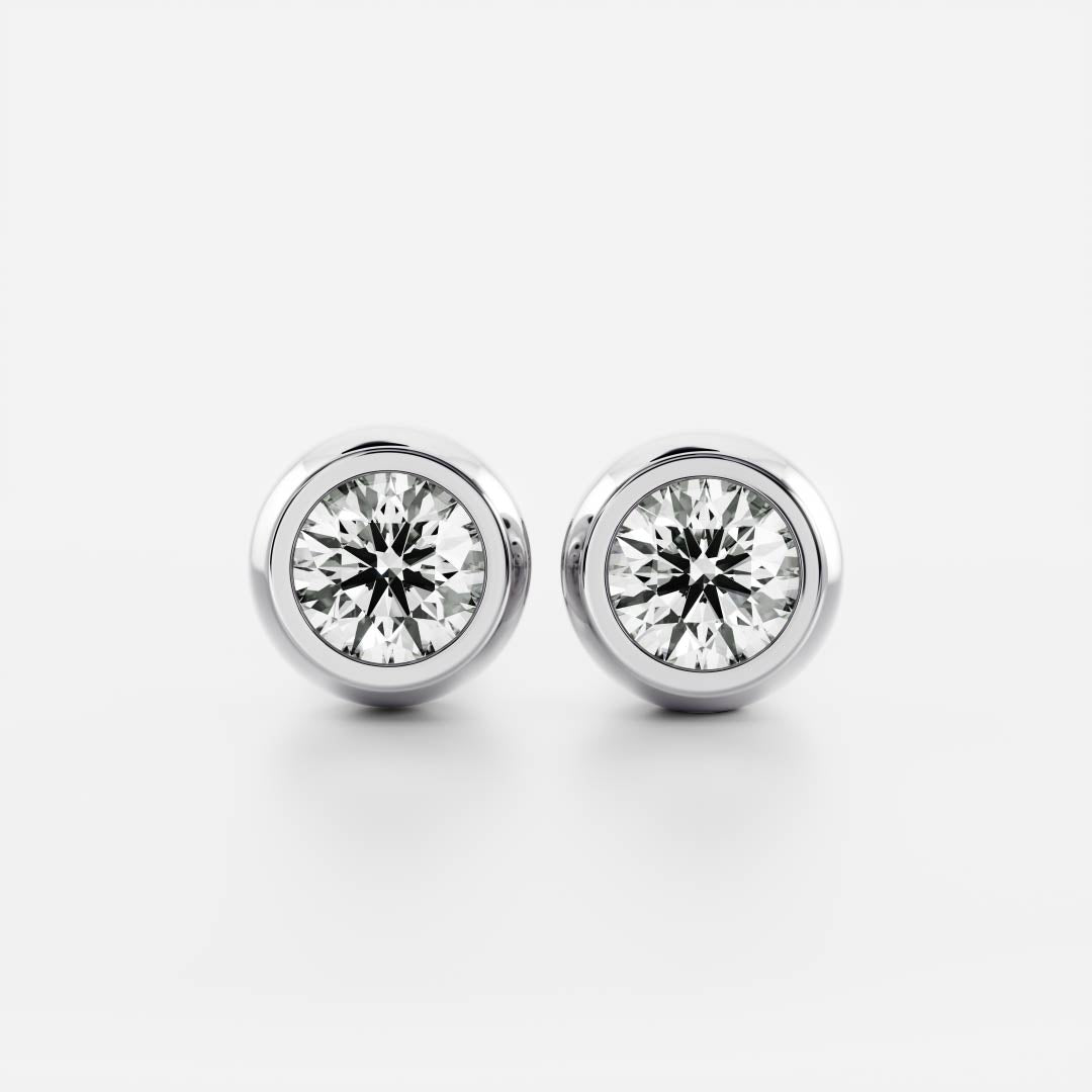 Round Lab Grown Diamond Bezel Stud Earrings