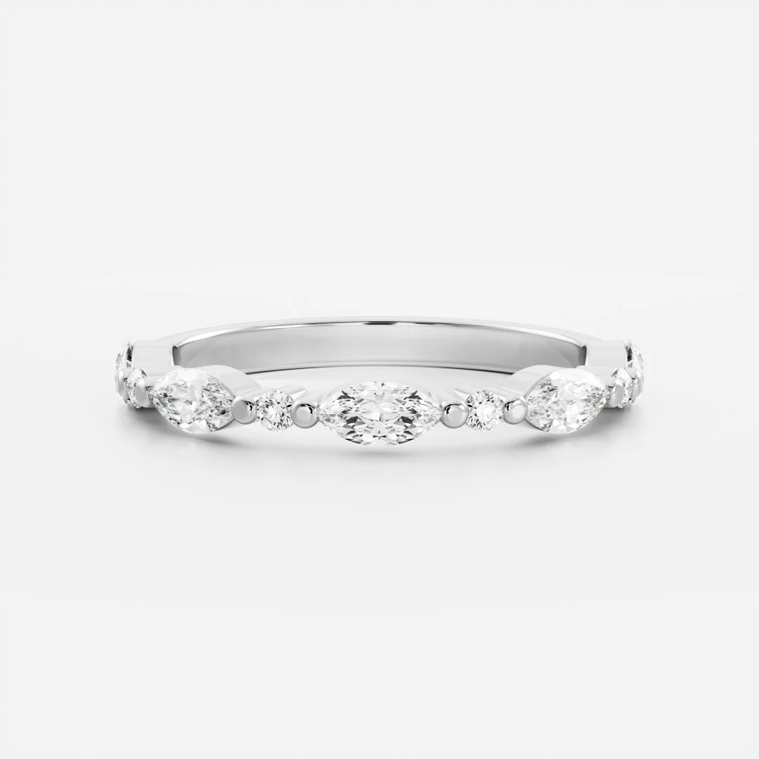 Marquise and Round Lab Grown Diamond Floating Bubble Wedding Band