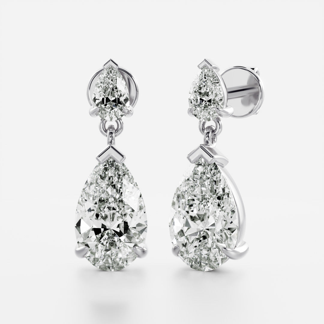 Pear Lab Grown Diamond Double Drop Earrings