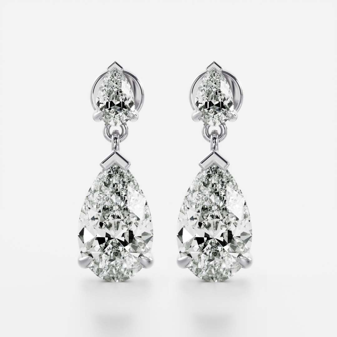 Pear Lab Grown Diamond Double Drop Earrings