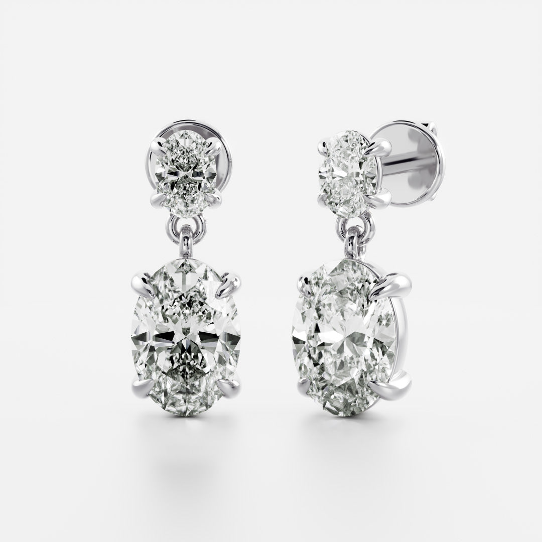 Oval Lab Grown Diamond Double Drop Earrings