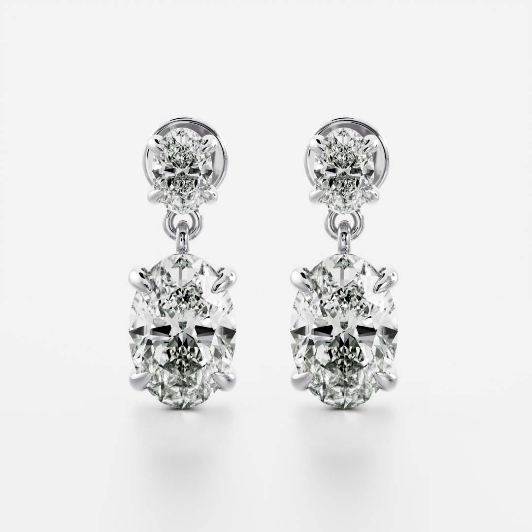 Oval Lab Grown Diamond Double Drop Earrings