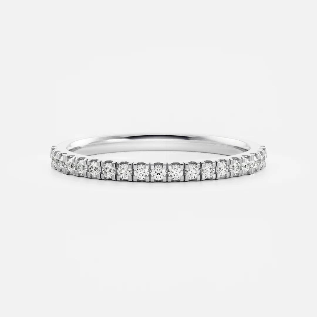 Round Lab Grown Diamond Half Eternity Pave Wedding Band