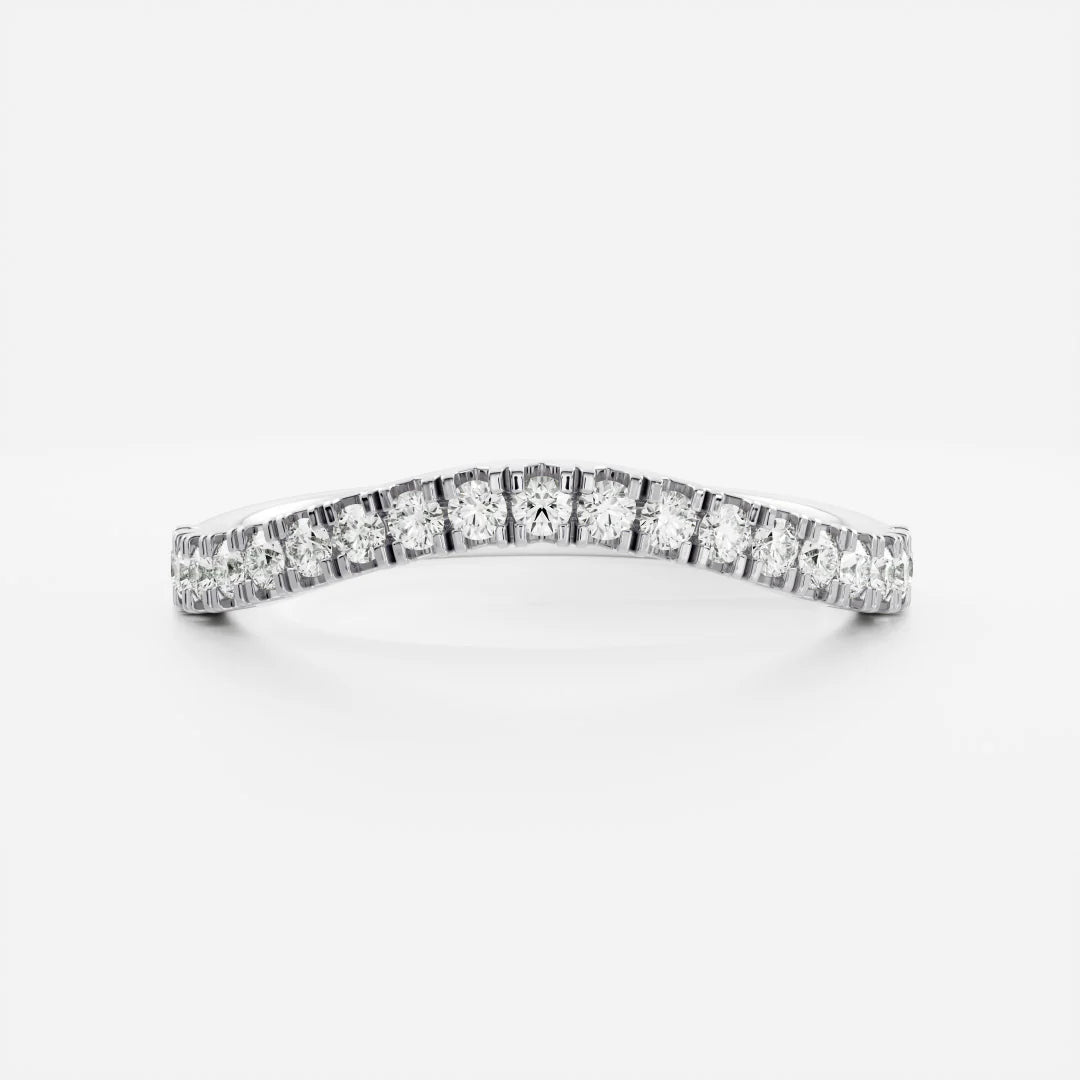 Round Lab Grown Diamond Eternity Curved Pave Wedding Band