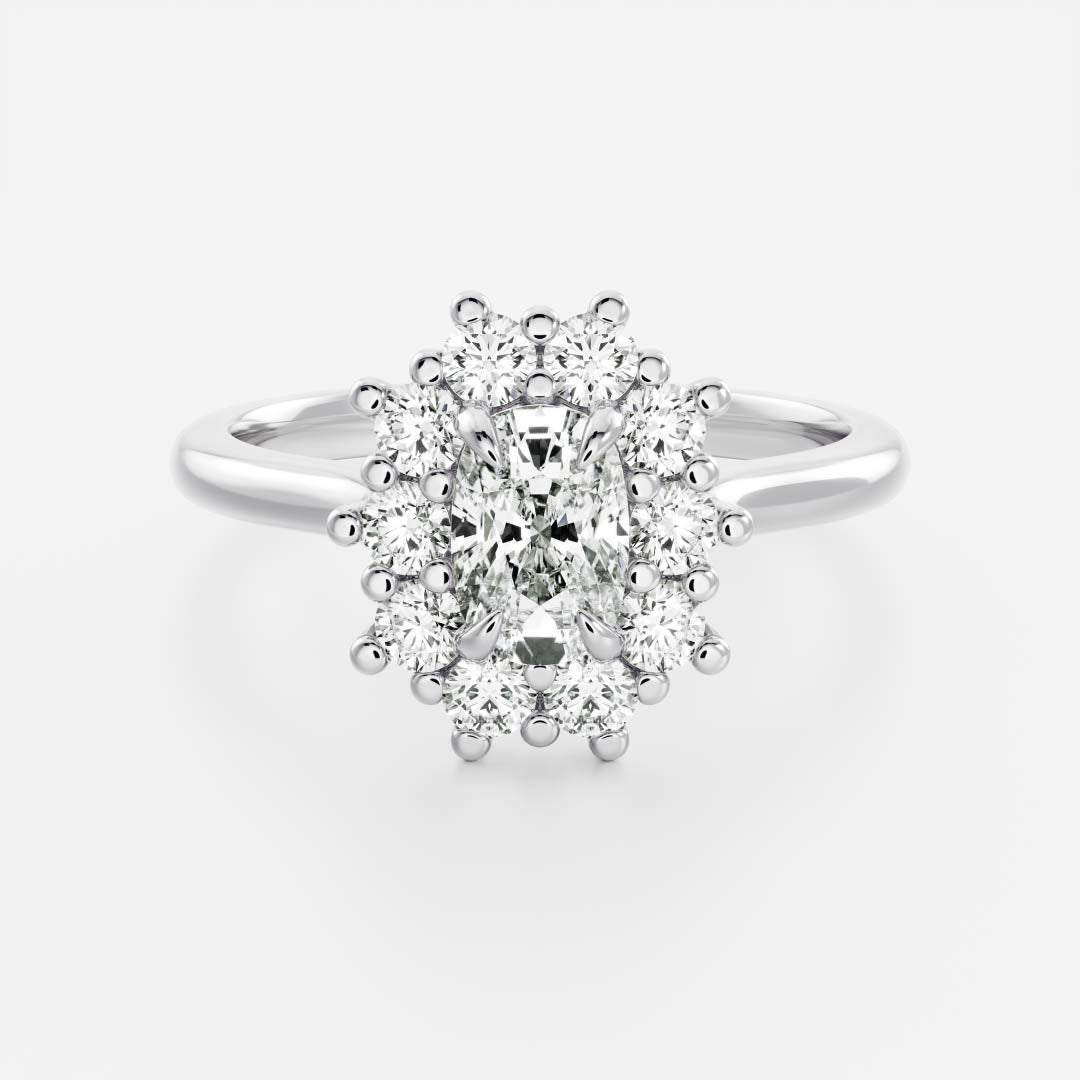 1.0CT Elongated Cushion Cut Lab Grown Diamond Halo Cluster Engagement Ring